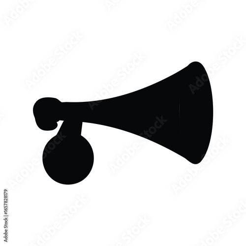 Stylized Black Silhouette of a Bicycle Horn with a Bulb and Trumpet
