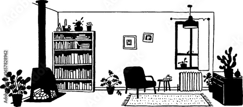 Minimalistic black and white interior living room design inspiration