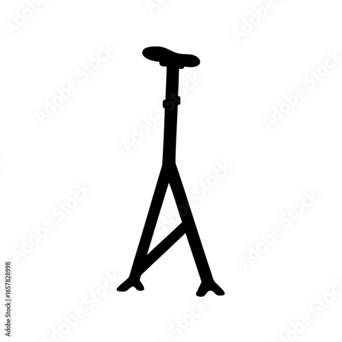 Black silhouette of a quad cane assistive walking device on white