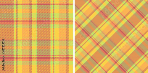 Texture seamless vector of check plaid fabric with a background textile tartan pattern. Set in food colors for stylish duvet cover designs.