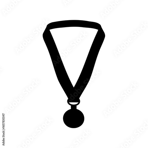 Silhouette of a simple medal with ribbon for achievements and competitions
