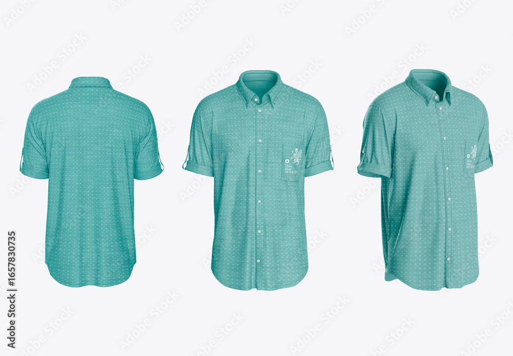 Short Sleeve Button-Up Shirt Mockup Stock Template | Adobe Stock