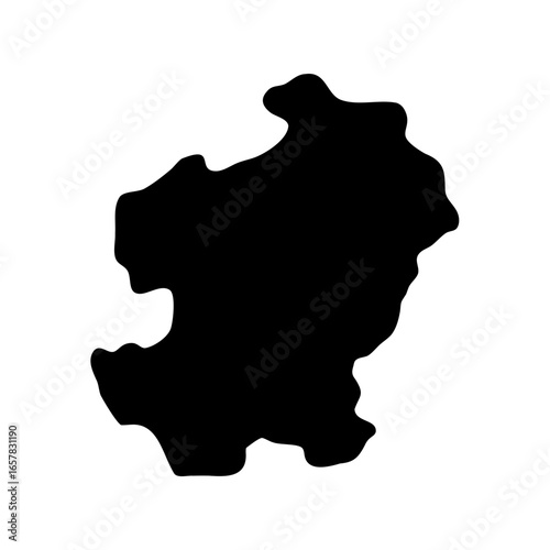 Isolated black silhouette representing an abstract shape with undulating outlines and protrusions