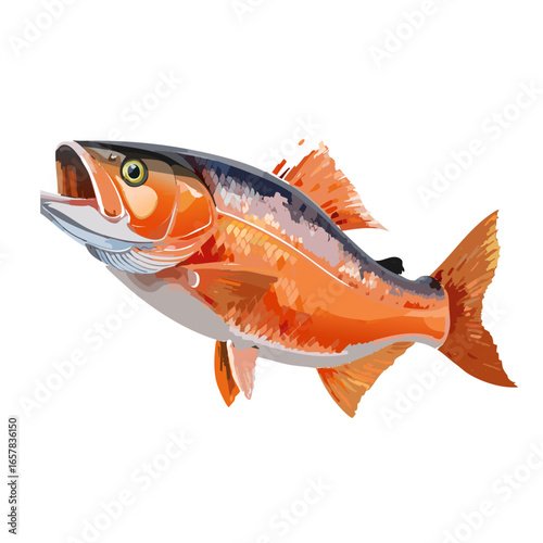 salmon fish on a white background vector icon design