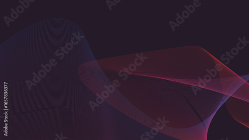 Abstract illustration featuring flowing, translucent waves of blue and red against a dark background, creating a sense of movement and depth.