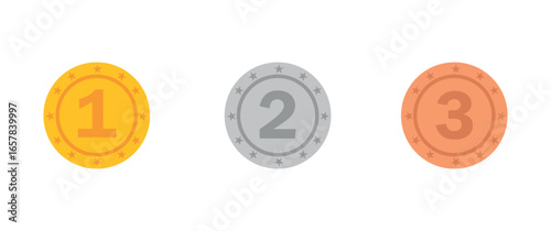 Medal icon. award medal icon. gold, silver and bronze medal with ribbon for sports, app and website. medal png and vector illustration on transparent background.