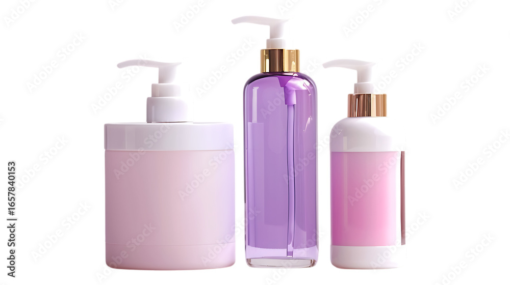Luxury skincare product bottles mockup for cosmetic branding, lotion, serum, and beauty packaging design on transparent background Luxury skincare product bottles mockup for cosmetic branding, lotion, serum, and beauty packaging design on transparent background