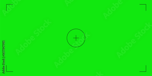 Greenscreen cellphone video film screen template, overlay. Chromakey green screen vertical phone frame vfx. Cinema display with grid.