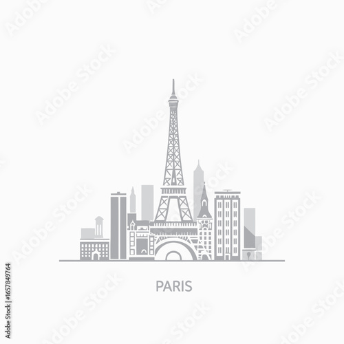 Isolated black silhouette of the famous Eiffel Tower, a recognizable symbol of Parisian architecture and European travel