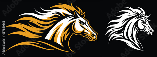 Wallpaper Mural Stylish illustration of a running horse head with a flowing mane. Torontodigital.ca