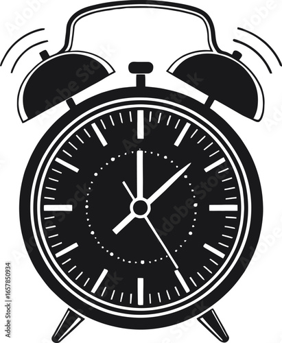 Alarm clock icon design with bold red and blue accents