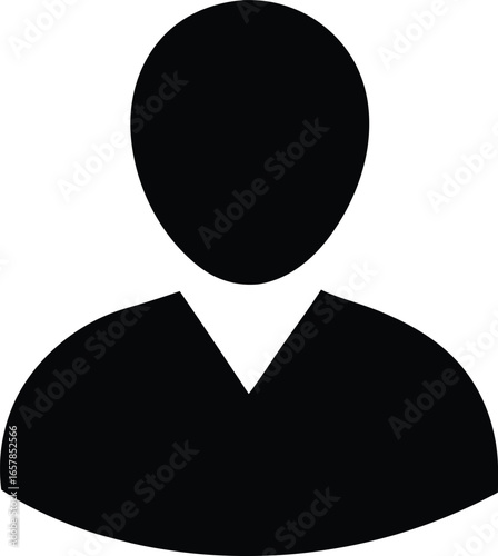 Silhouette vector of a person icon for user profile or avatar, isolated on white background