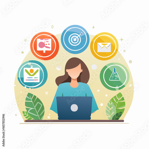  Ethical and responsible advertising icons featuring transparency, eco-friendly ads, and fair marketing in flat modern vector design.