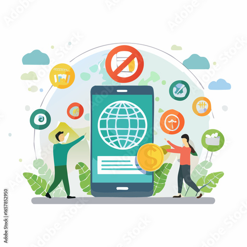  Ethical and responsible advertising icons featuring transparency, eco-friendly ads, and fair marketing in flat modern vector design.