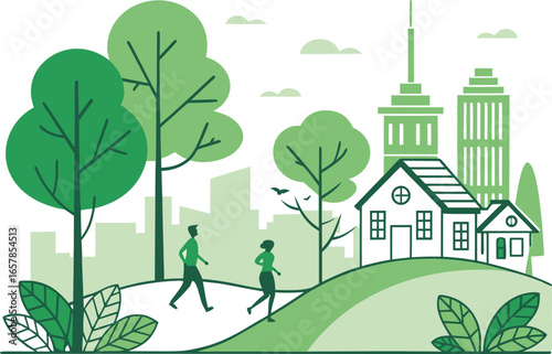 World Habitat Day Illustration Design for Environmental Awareness. Creative World Habitat Day Artwork for Nature and Urban Themes. World Habitat Day Graphic Design for Sustainable Development Projects