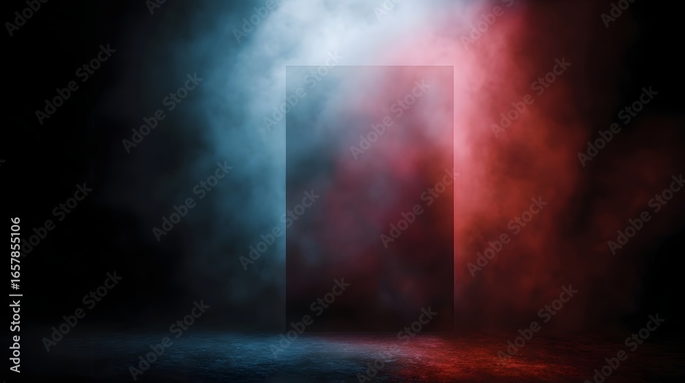 Obraz premium Dramatic vertical frame with colorful smoky background and a spotlight