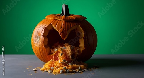 Carved Pumpkin with Seeds