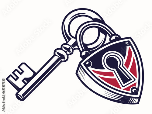 Elegant vintage key graphic for real estate or business. A simple, stylized, vintage-style key graphic overlays the word "KEY" in a clean, modern design. 