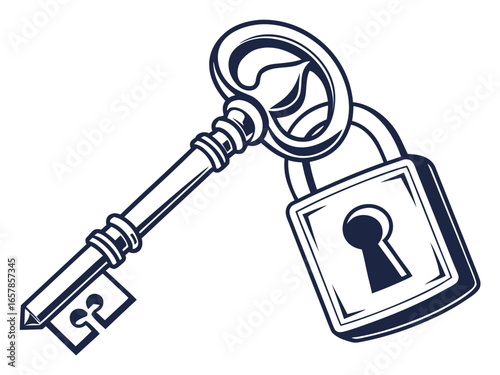 Elegant vintage key graphic for real estate or business. A simple, stylized, vintage-style key graphic overlays the word "KEY" in a clean, modern design. 