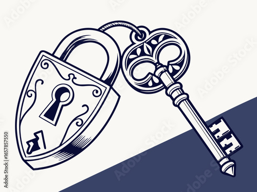 Elegant vintage key graphic for real estate or business. A simple, stylized, vintage-style key graphic overlays the word "KEY" in a clean, modern design. 