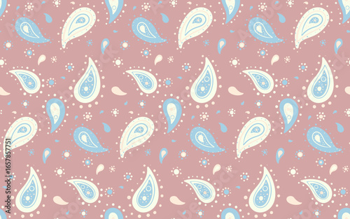 Retro fabric in tiled texture. Indian tradition of outline petal. Wrapping striped of wallpaper paisley.
