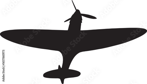 Photography Supermarine Spitfire WW2 Fighter Plane Silhouette Vector