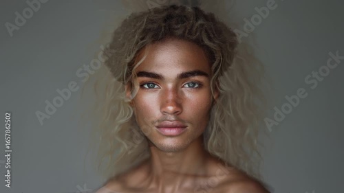 Portraits of people animation, diversity concept, men and women looking into camera, 30 seconds loopable version 