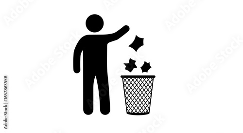Person throwing trash into a waste bin icon