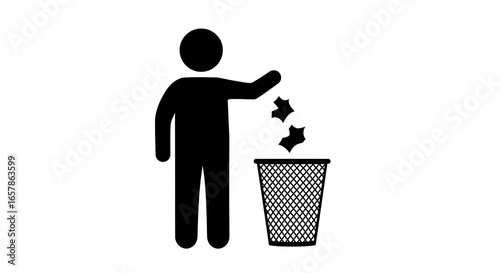 Person throwing trash into a waste bin icon