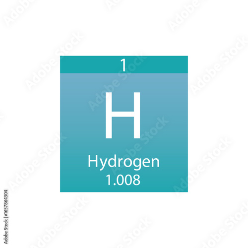 H Hydrogen Non reactive metal Chemical Element Periodic Table. Simple flat square vector illustration, simple clean style Icon with molar mass and atomic number for Lab, science or chemistry class.