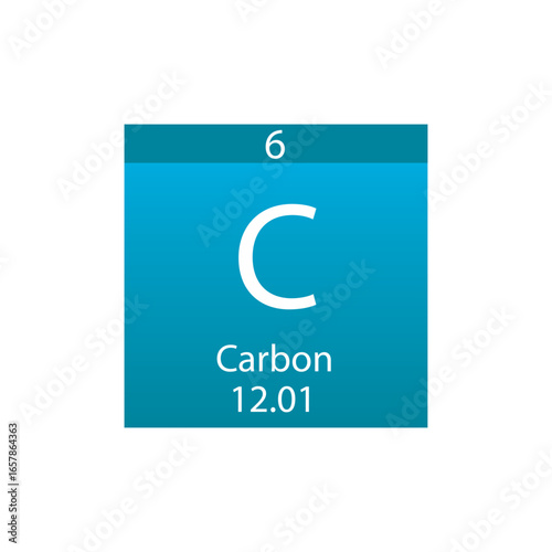 C Carbon Non reactive metal Chemical Element Periodic Table. Simple flat square vector illustration, simple clean style Icon with molar mass and atomic number for Lab, science or chemistry class.