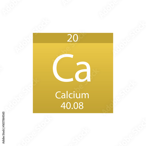 Ca Calcium Alkaline earth metal Chemical Element Periodic Table. Simple flat square vector illustration, simple clean style Icon with molar mass and atomic number for Lab, science or chemistry class.