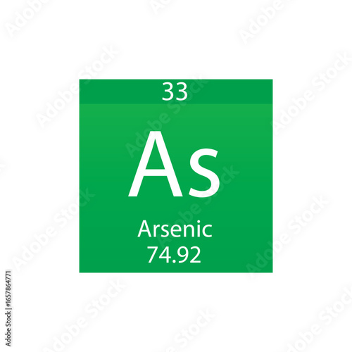 As Arsenic Metalloid Chemical Element Periodic Table. Simple flat square vector illustration, simple clean style Icon with molar mass and atomic number for Lab, science or chemistry class.