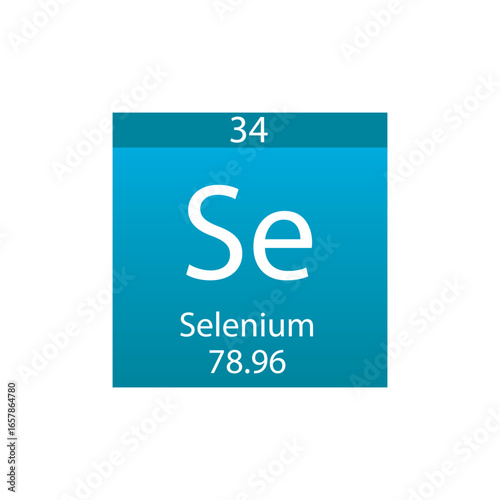 Se Selenium Non reactive metal Chemical Element Periodic Table. Simple flat square vector illustration, simple clean style Icon with molar mass and atomic number for Lab, science or chemistry class.