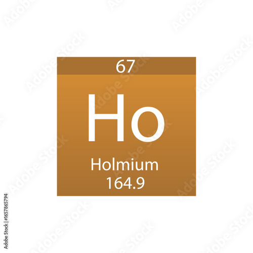 Ho Holmium Lanthanide Chemical Element Periodic Table. Simple flat square vector illustration, simple clean style Icon with molar mass and atomic number for Lab, science or chemistry class.