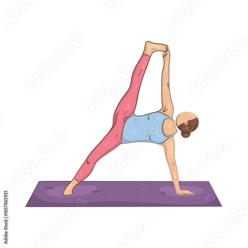 Illustration of girl practicing yoga

