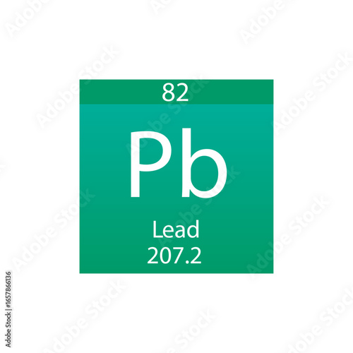 Pb Lead Post transition metal Chemical Element Periodic Table. Simple flat square vector illustration, simple clean style Icon with molar mass and atomic number for Lab, science or chemistry class.