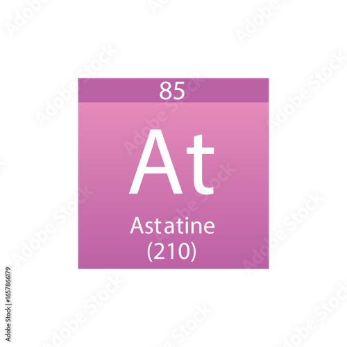 At Astatine Halogen Chemical Element Periodic Table. Simple flat square vector illustration, simple clean style Icon with molar mass and atomic number for Lab, science or chemistry class.