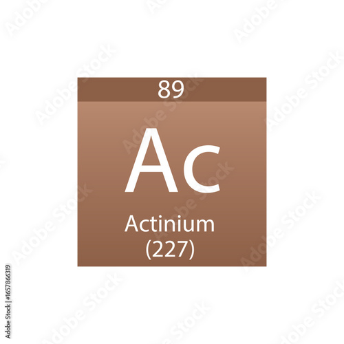 Ac Actinium Actinoid Chemical Element Periodic Table. Simple flat square vector illustration, simple clean style Icon with molar mass and atomic number for Lab, science or chemistry class.