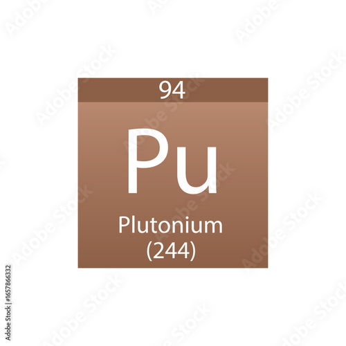 Pu Plutonium Actinoid Chemical Element Periodic Table. Simple flat square vector illustration, simple clean style Icon with molar mass and atomic number for Lab, science or chemistry class.