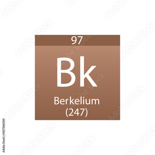 Bk Berkelium Actinoid Chemical Element Periodic Table. Simple flat square vector illustration, simple clean style Icon with molar mass and atomic number for Lab, science or chemistry class.
