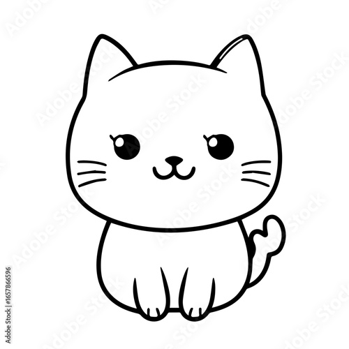 Cute black vector illustration of a sitting cat with an adorable expression and playful demeanor for design projects