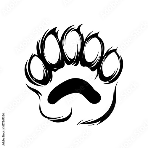 Paw print design featuring detailed claw marks and unique stylish elements, showcasing an artistic representation of animal footprints