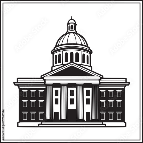 Capitol building isolated on white background, a symbol of government and state power, perfect for historical, political, or architectural designs
