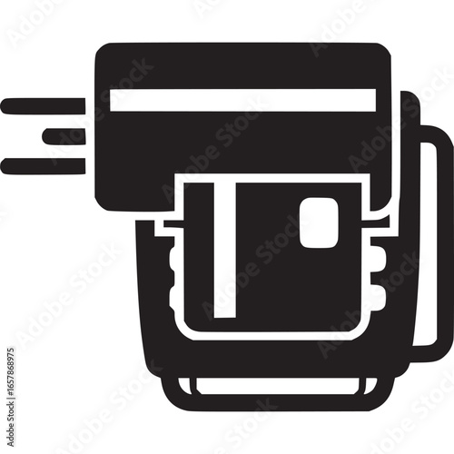 Credit card payment terminal icon isolated on white background, symbolizing financial transactions, cashless payments, and secure electronic banking for retail and business