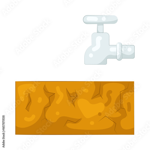 Illustration of Faucet Above Dry Cracked Soil