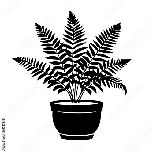 Fern plant silhouette design with pot showcasing artistic botanical elements and home decor inspiration