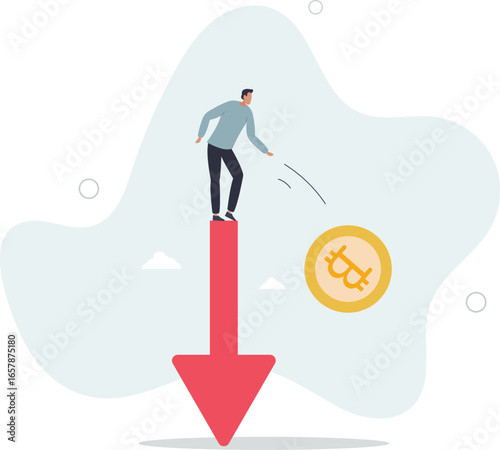 Bitcoin price falls, trader who bought at the peak watches the coin fly.