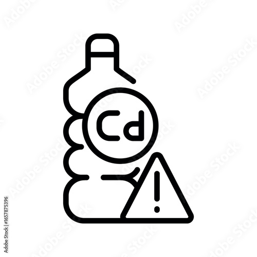 cadmium containing plastic black line icon for digital and print projects.