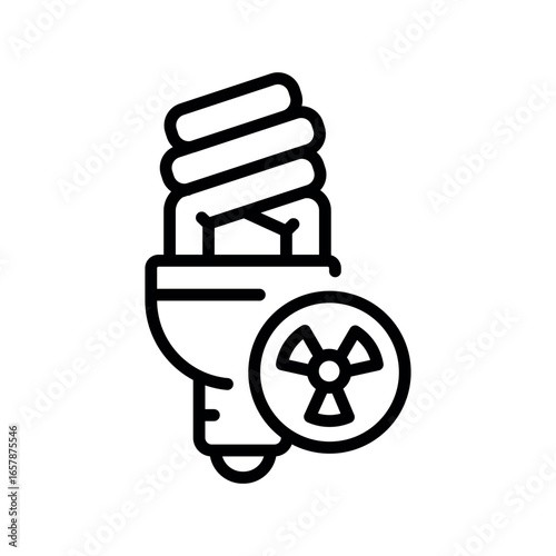 fluorescent lamp black line icon for digital and print projects.